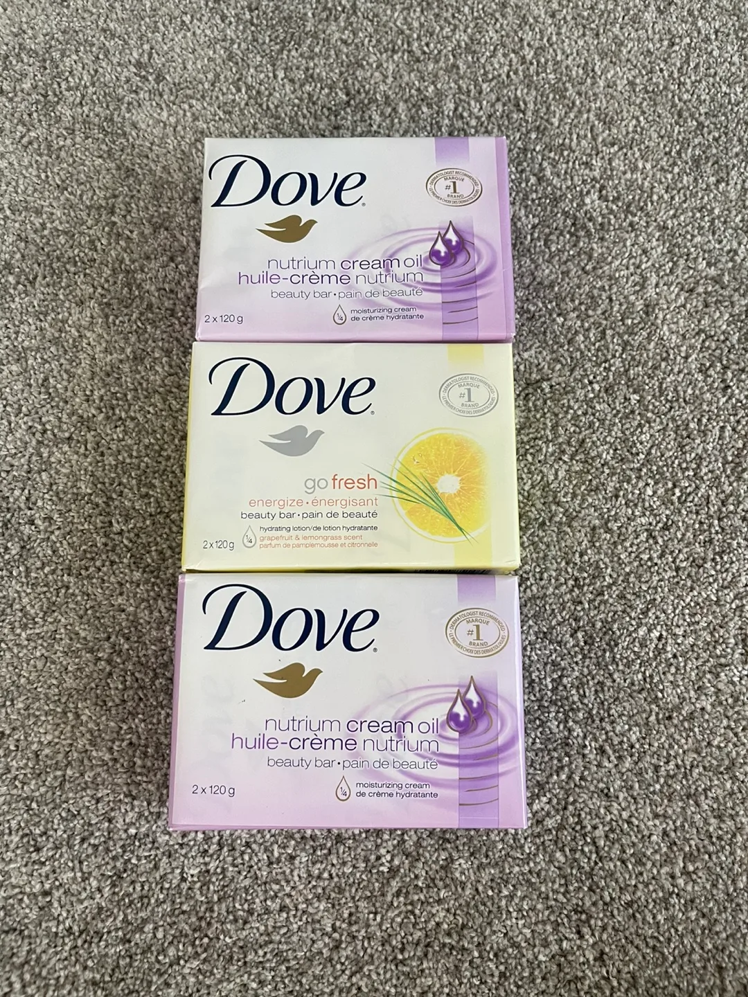 3 extra large  Dove Beauty Bar Soap each 2 x 120g thumbnail