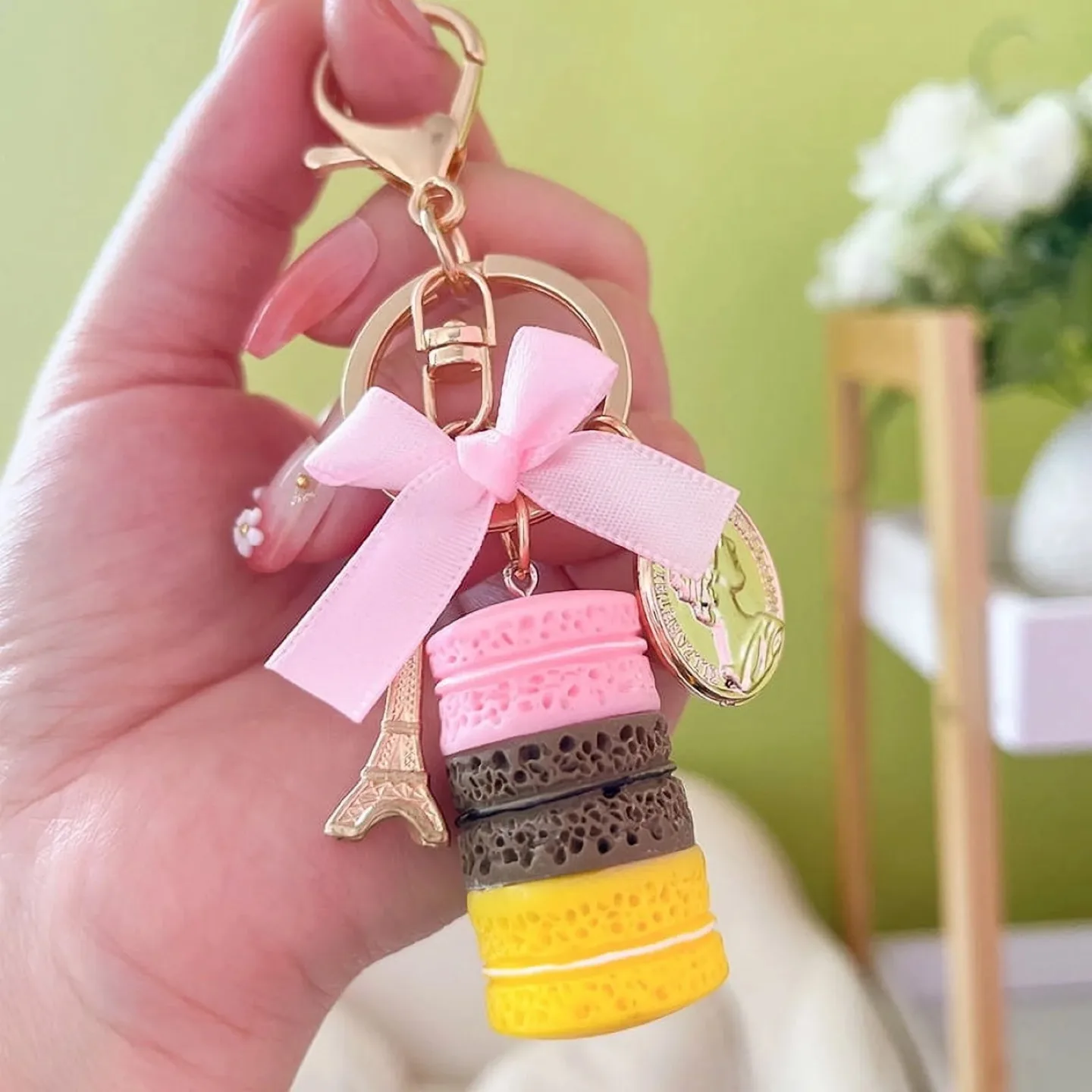 Cute Macaron Eiffel Tower Keychain thumbnail