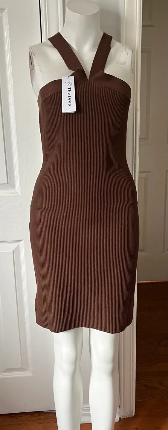 The Drop Brown Ribbed Dress - Size M thumbnail