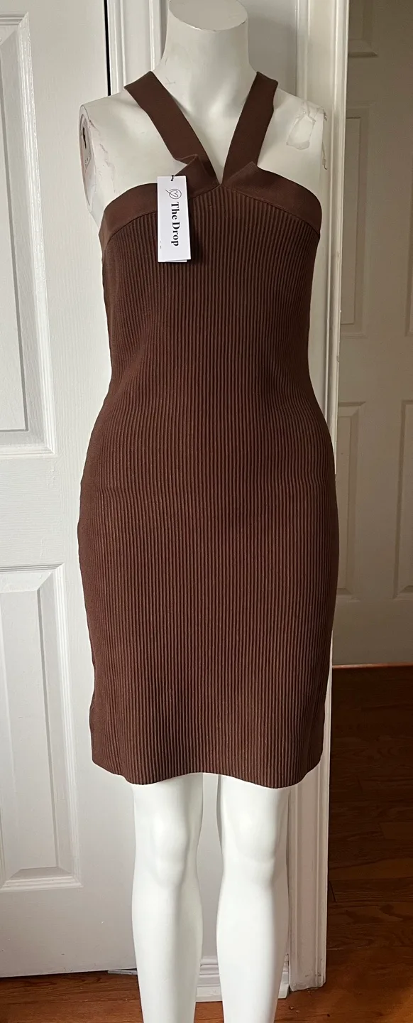 The Drop Brown Ribbed Dress - Size M image indicator(9)