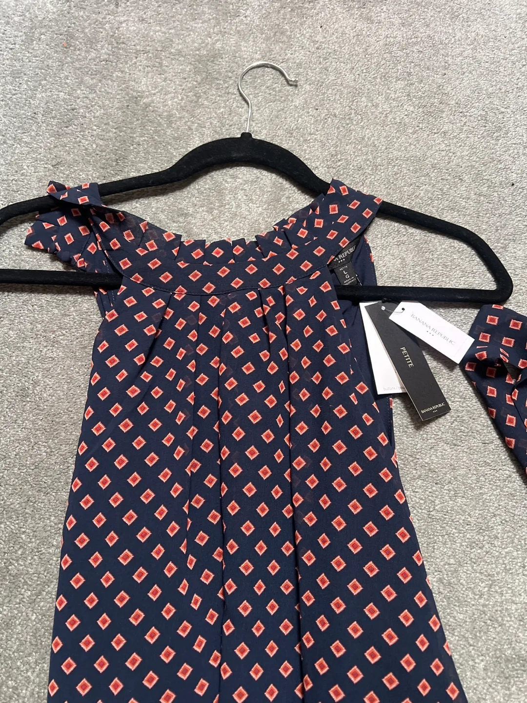 Banana Republic Navy Diamond Print Dress, Petite S image indicator(2)