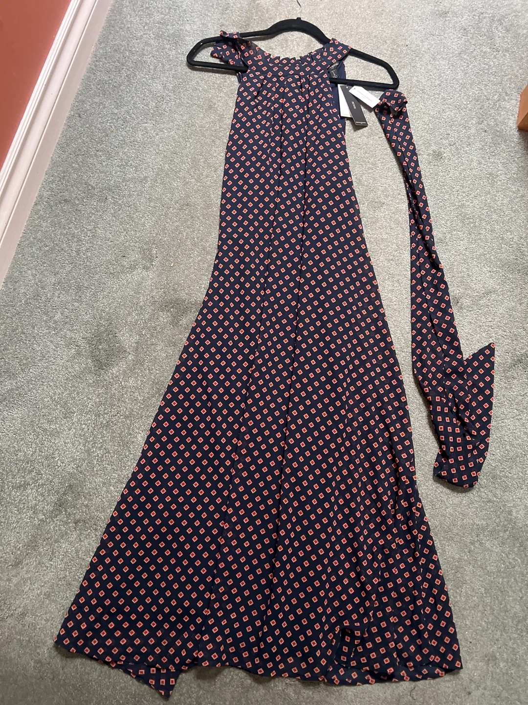 Banana Republic Navy Diamond Print Dress, Petite S thumbnail