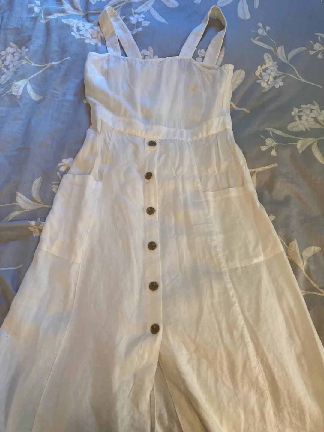 Vince Camuto White Linen Dress - Size M thumbnail