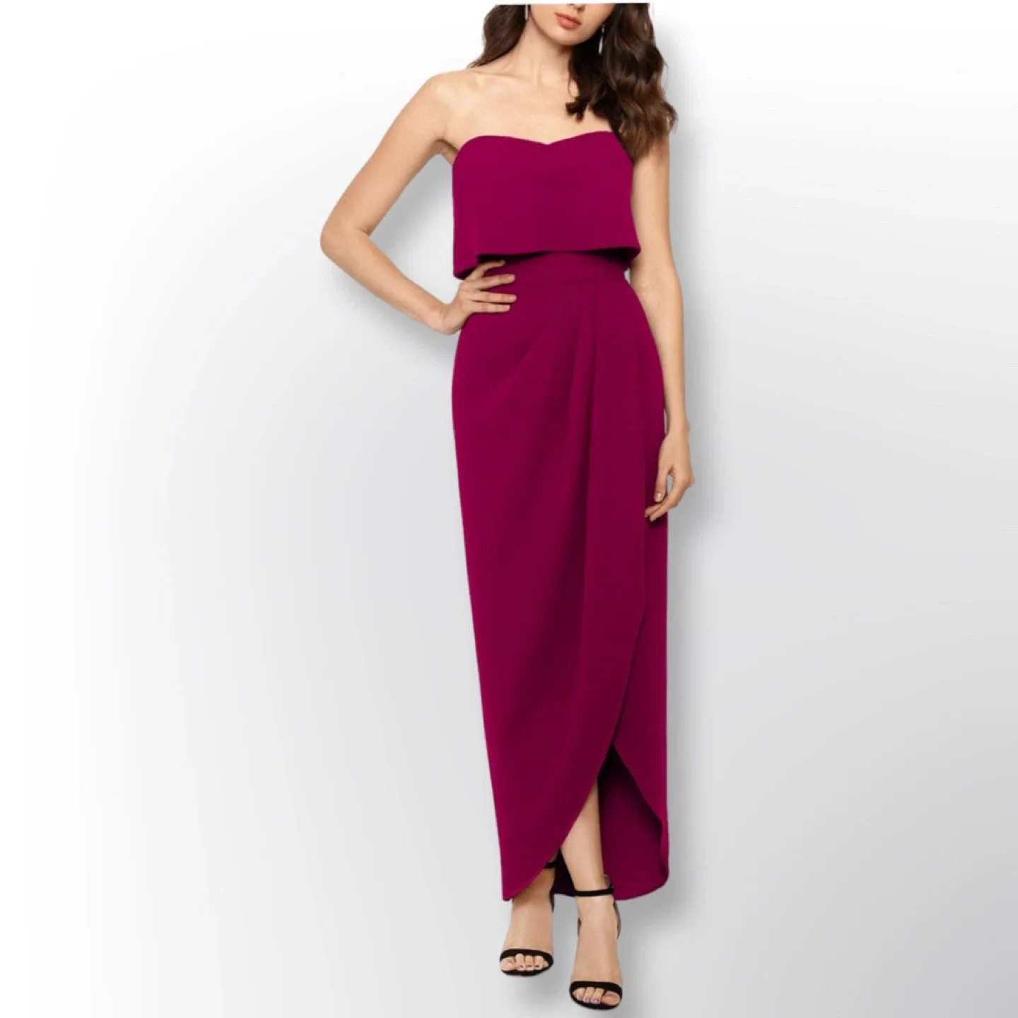 New With Tags! Xscape Tulip-Skirt Gown, Magenta | Size 10 image indicator(3)