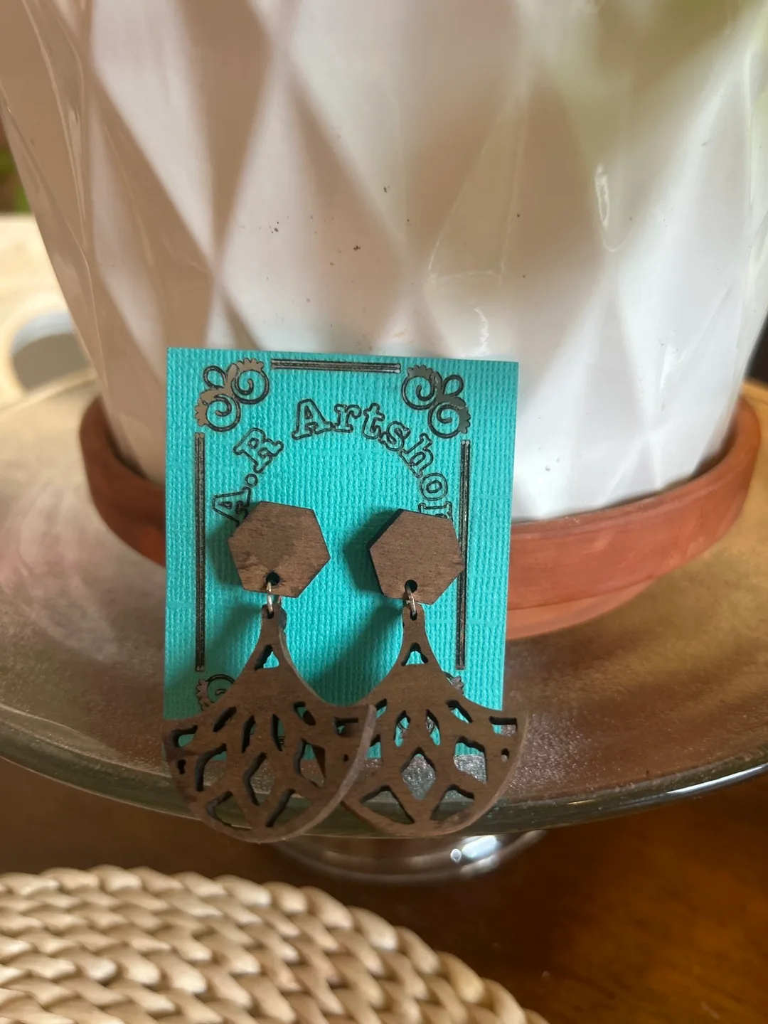 Wooden (Walnuts) Dangle Earrings
