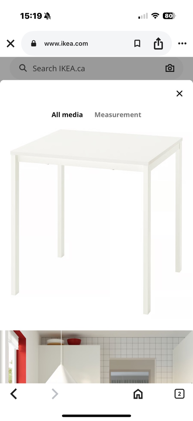 IKEA White Dining Table - 29x29"