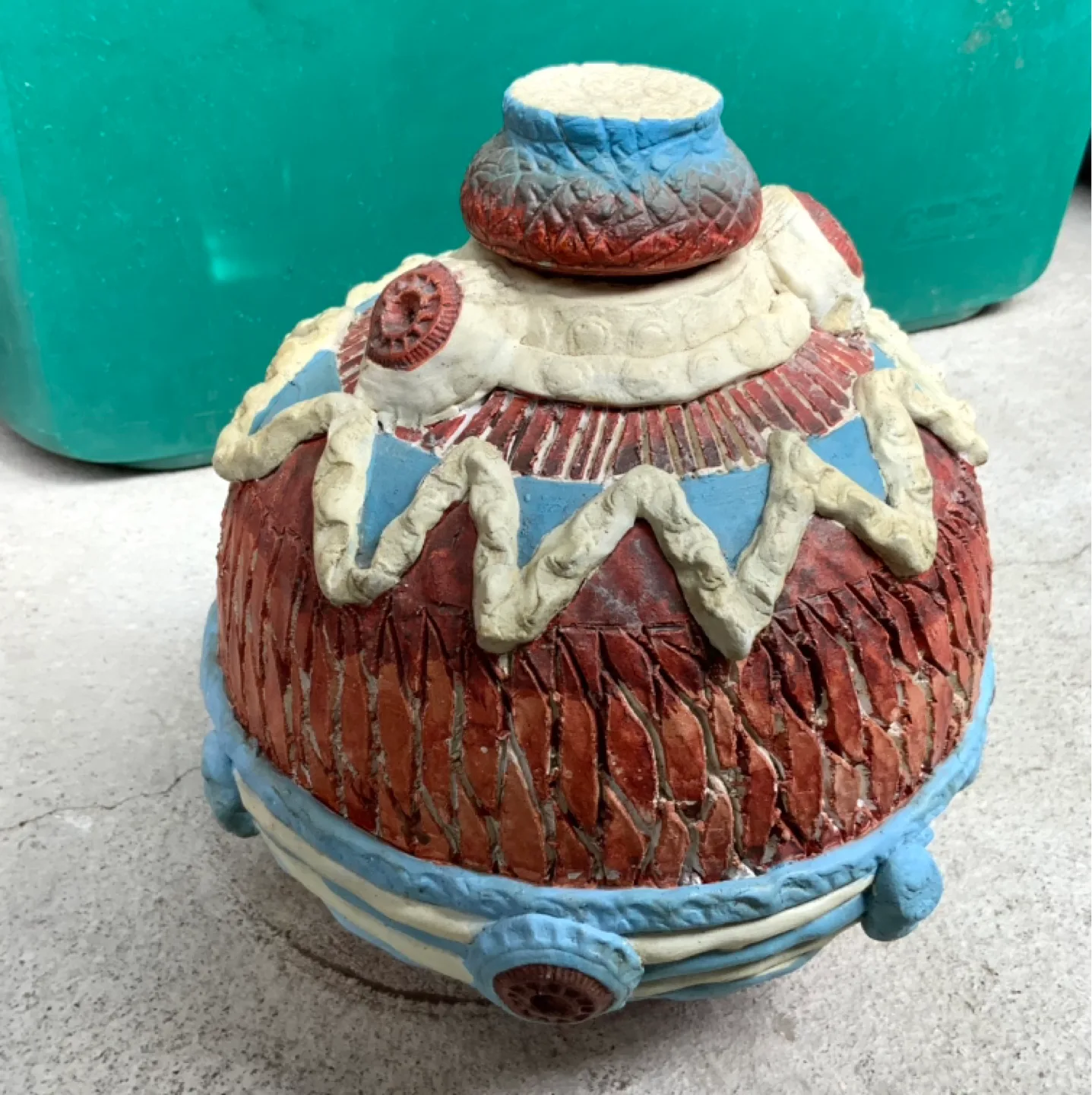 Handmade Decorative Clay Pot with Lid thumbnail