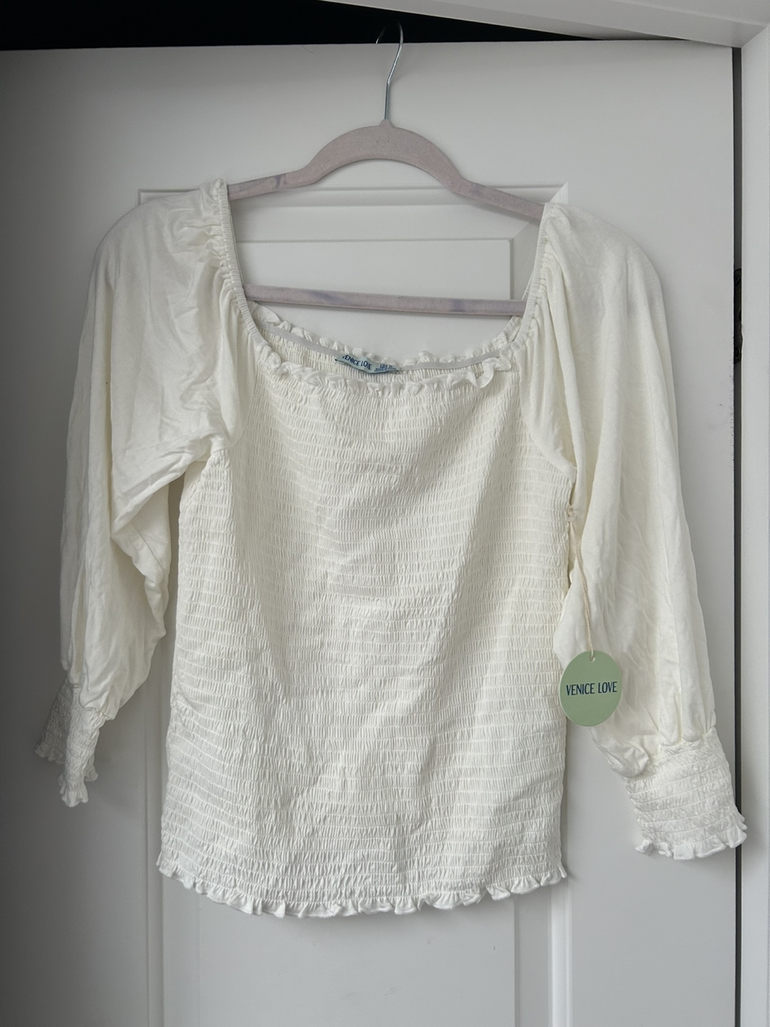 Venice Love Smocked Top - Pink and White - photo 2