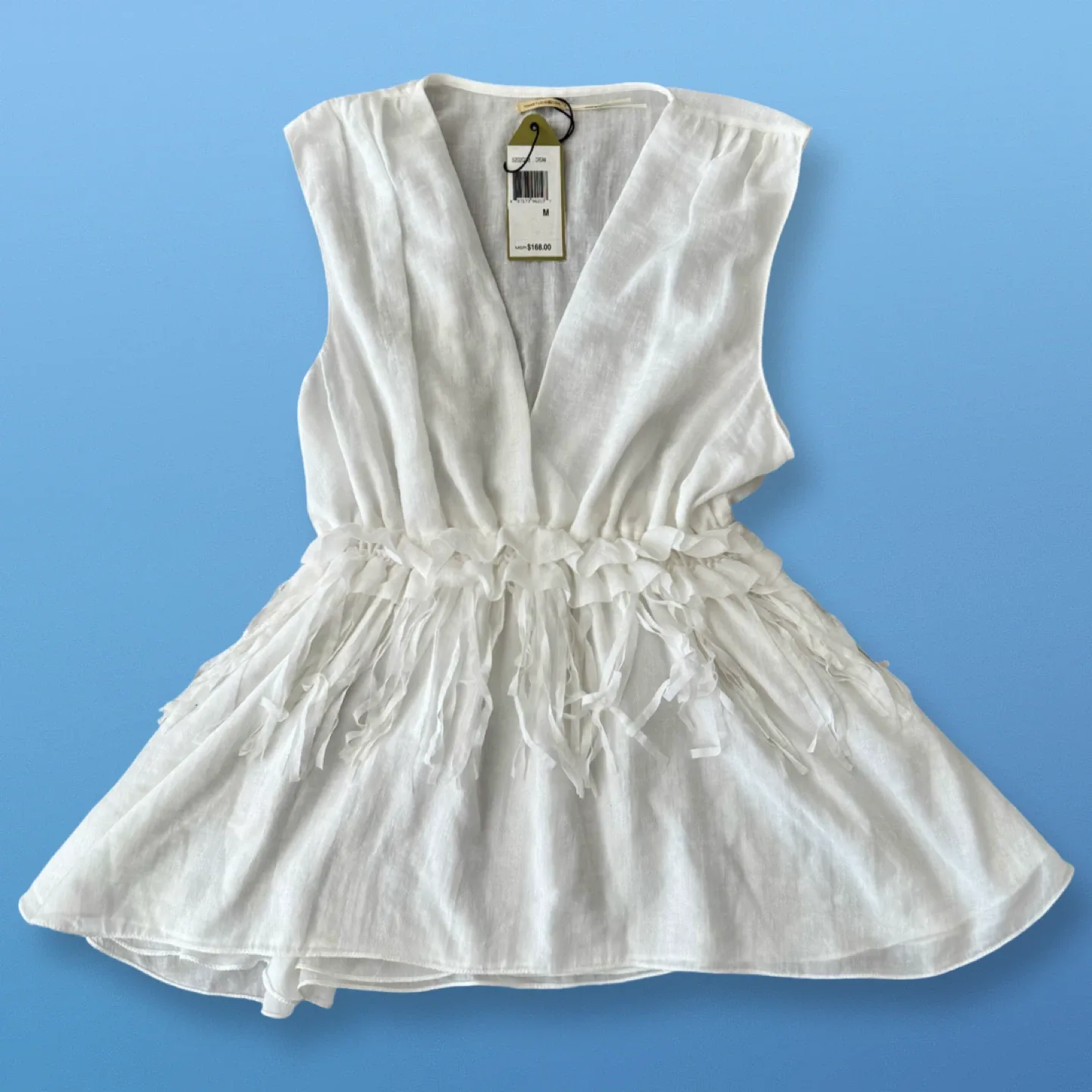 New with Tags! Max Studio Cream V-Neck Woman’s Top | Size M thumbnail