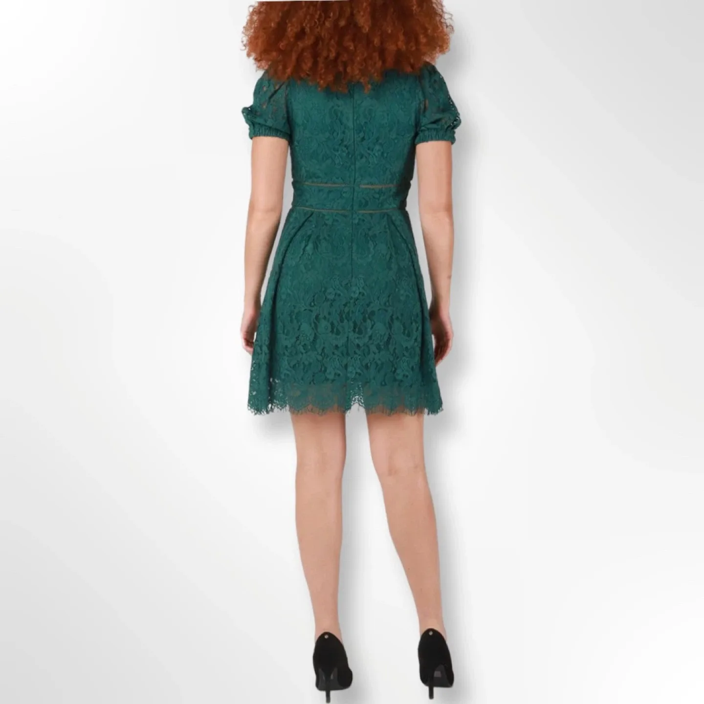 New With Tags! Black Tape Green Lace Dress | Size M image indicator(2)