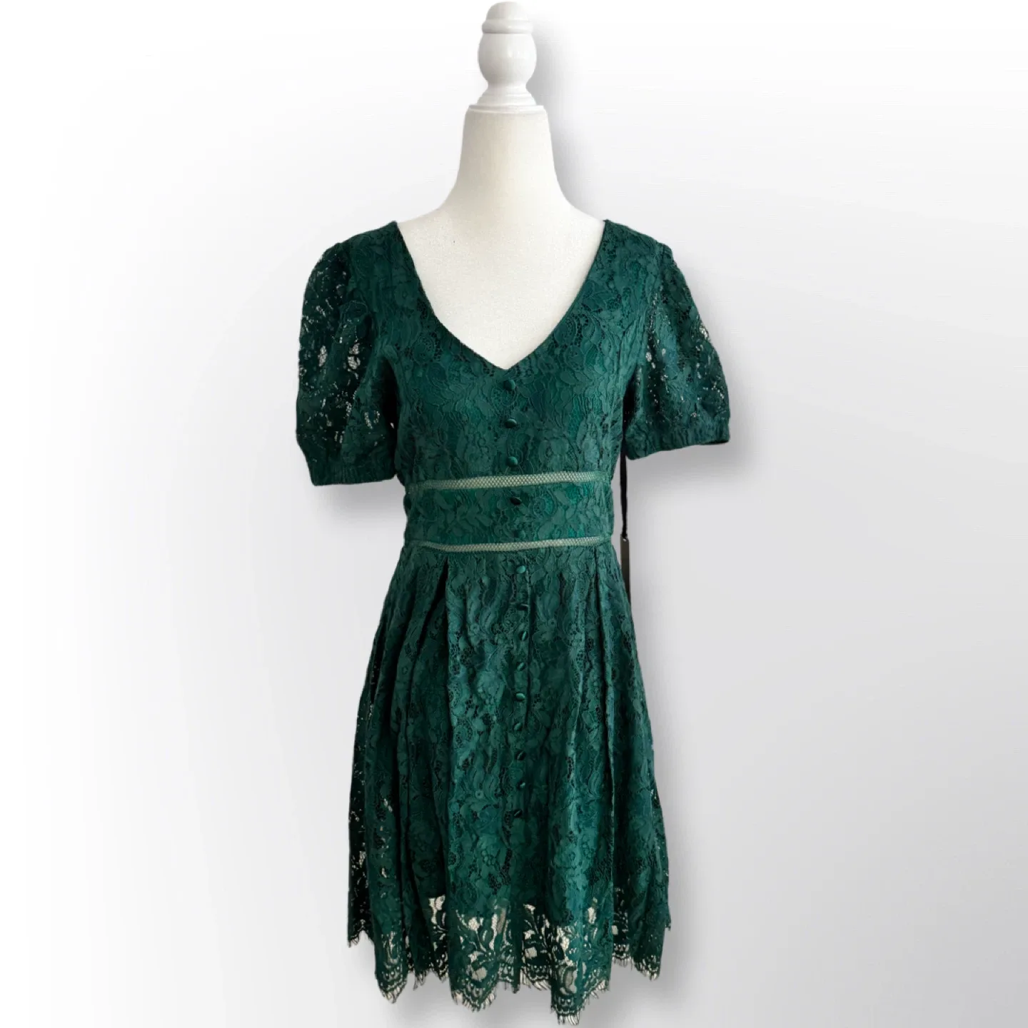 New With Tags! Black Tape Green Lace Dress | Size M image indicator(3)