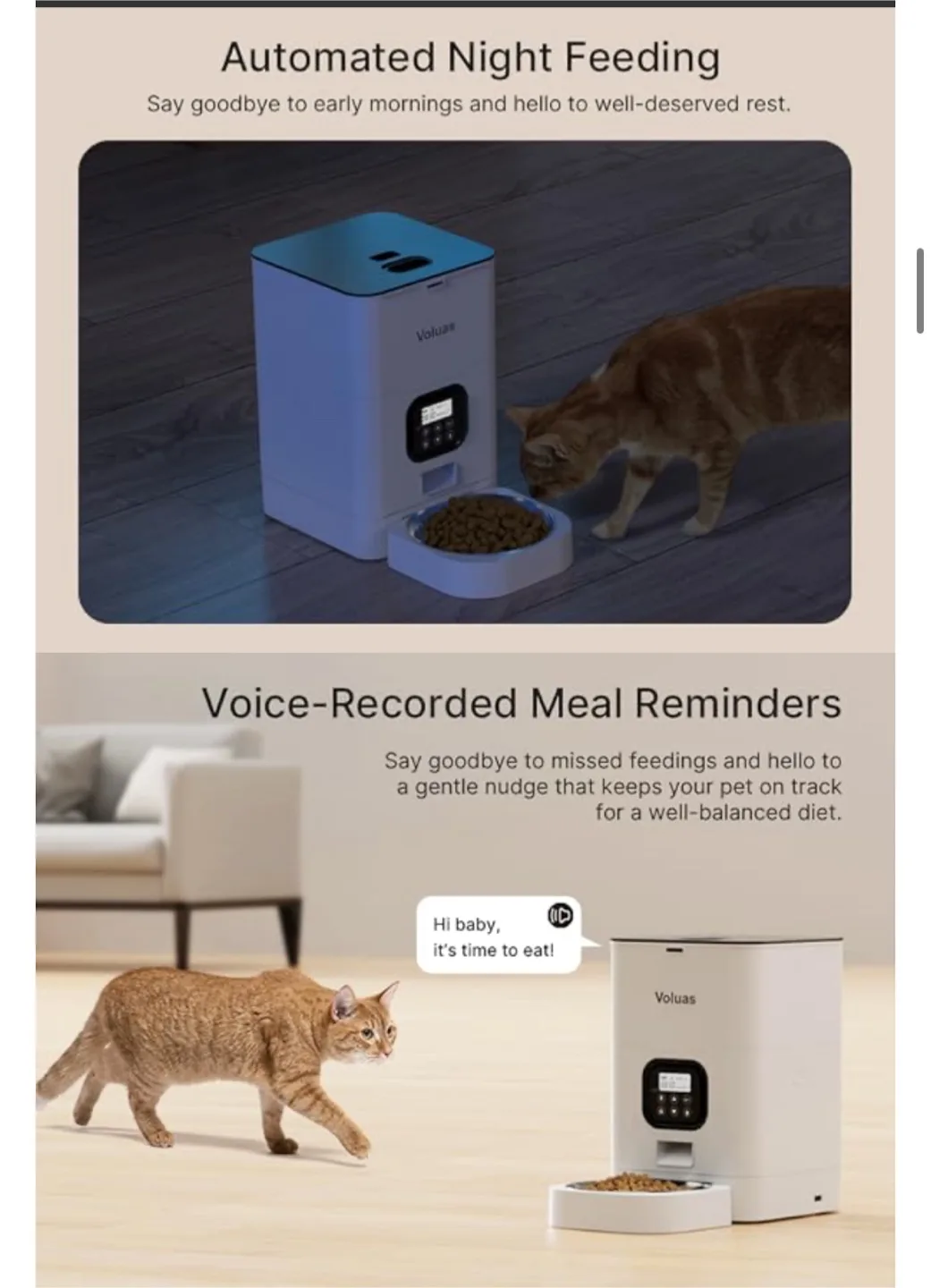 Voluas Automatic Pet Feeder for Cats/Dogs image indicator(4)