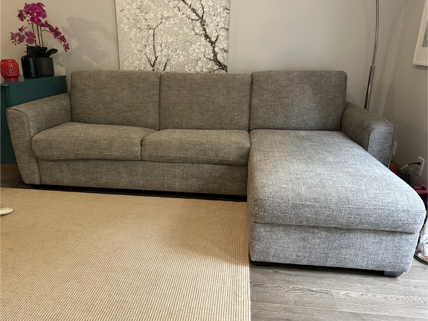 Grey Sleeper Sectional Sofa with Storage - photo 3