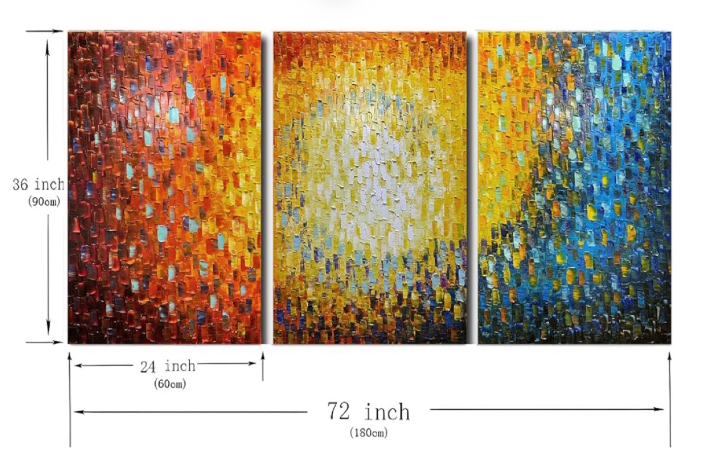 3-Panel Abstract Oil Painting - 36x72 inches - photo 2
