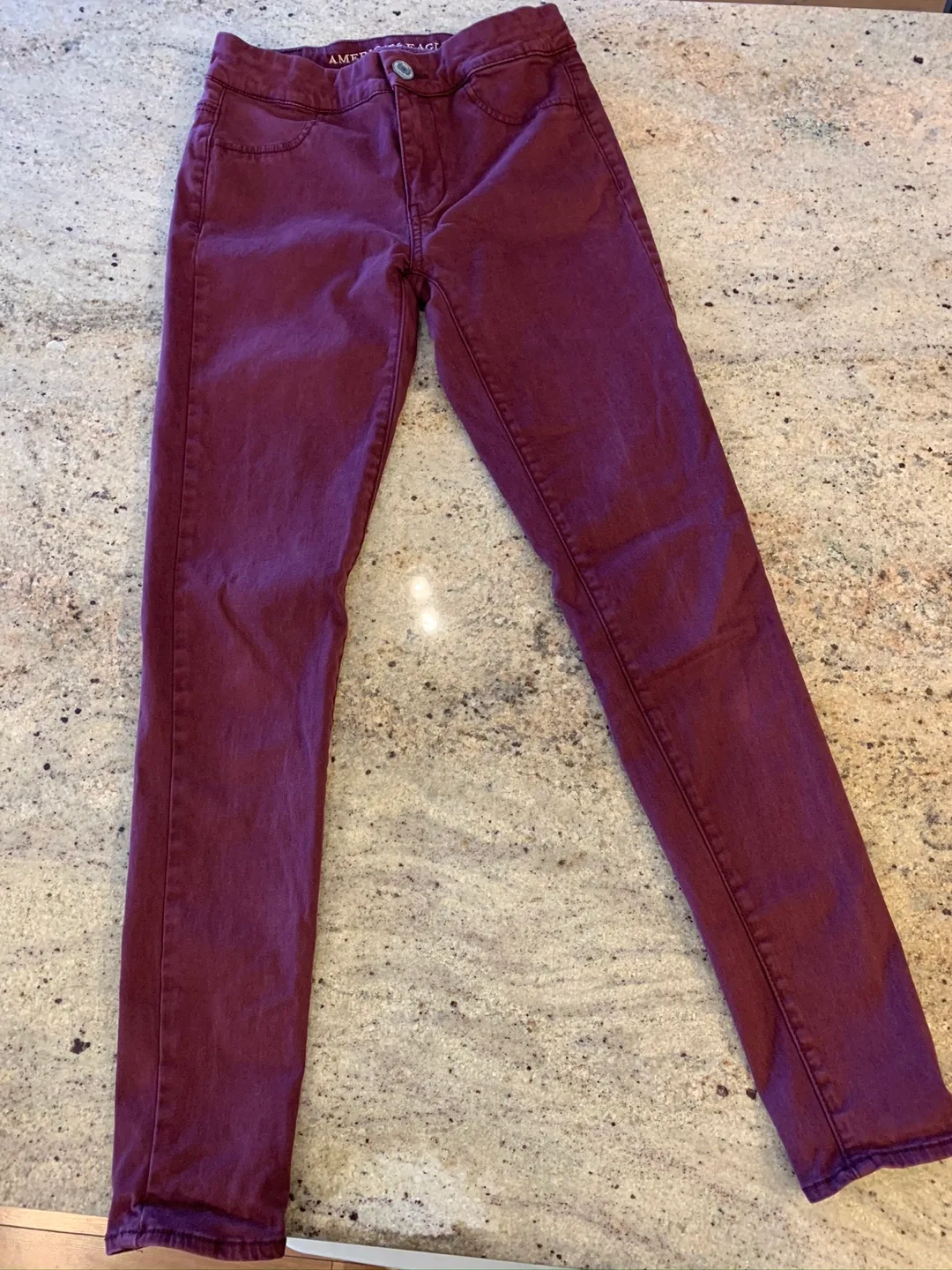 American Eagle Outfitters Burgundy Pants thumbnail