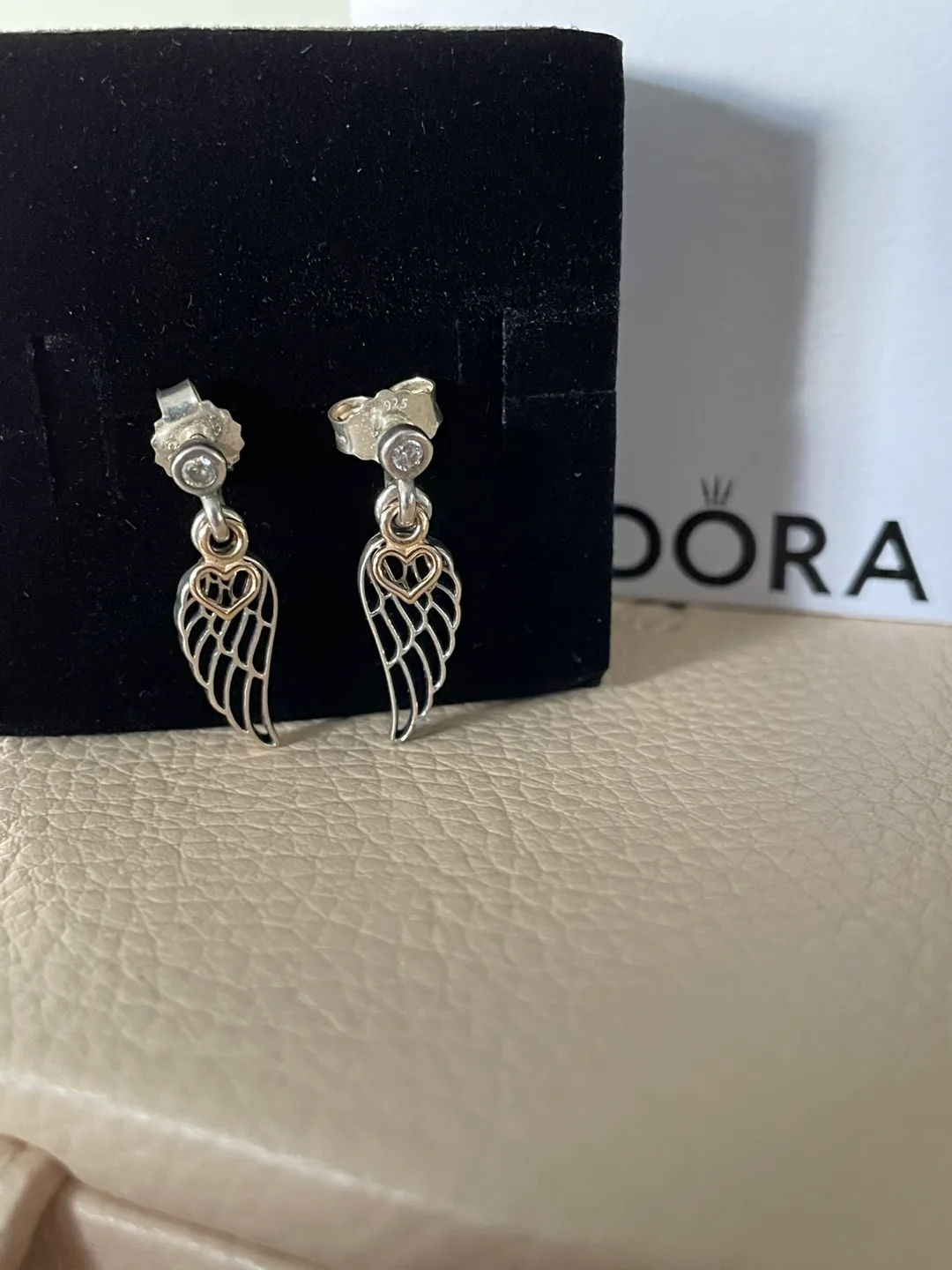 Pandora Wing & Heart Dangle Earrings thumbnail
