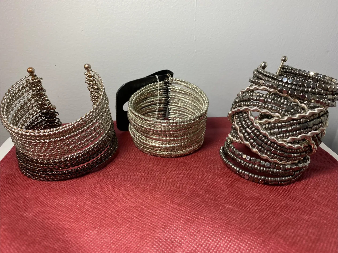 Set of 3 Silver Toned Bracelets thumbnail
