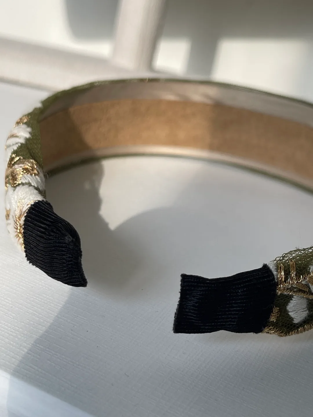 Embroidered Flower Headband - Olive Green & Gold image indicator(9)