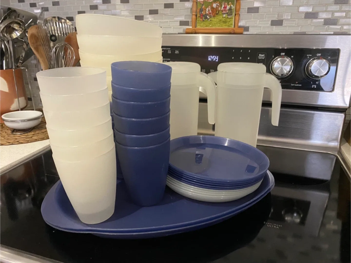 40-pc Plastic Plate, Cup, and Pitcher Set thumbnail