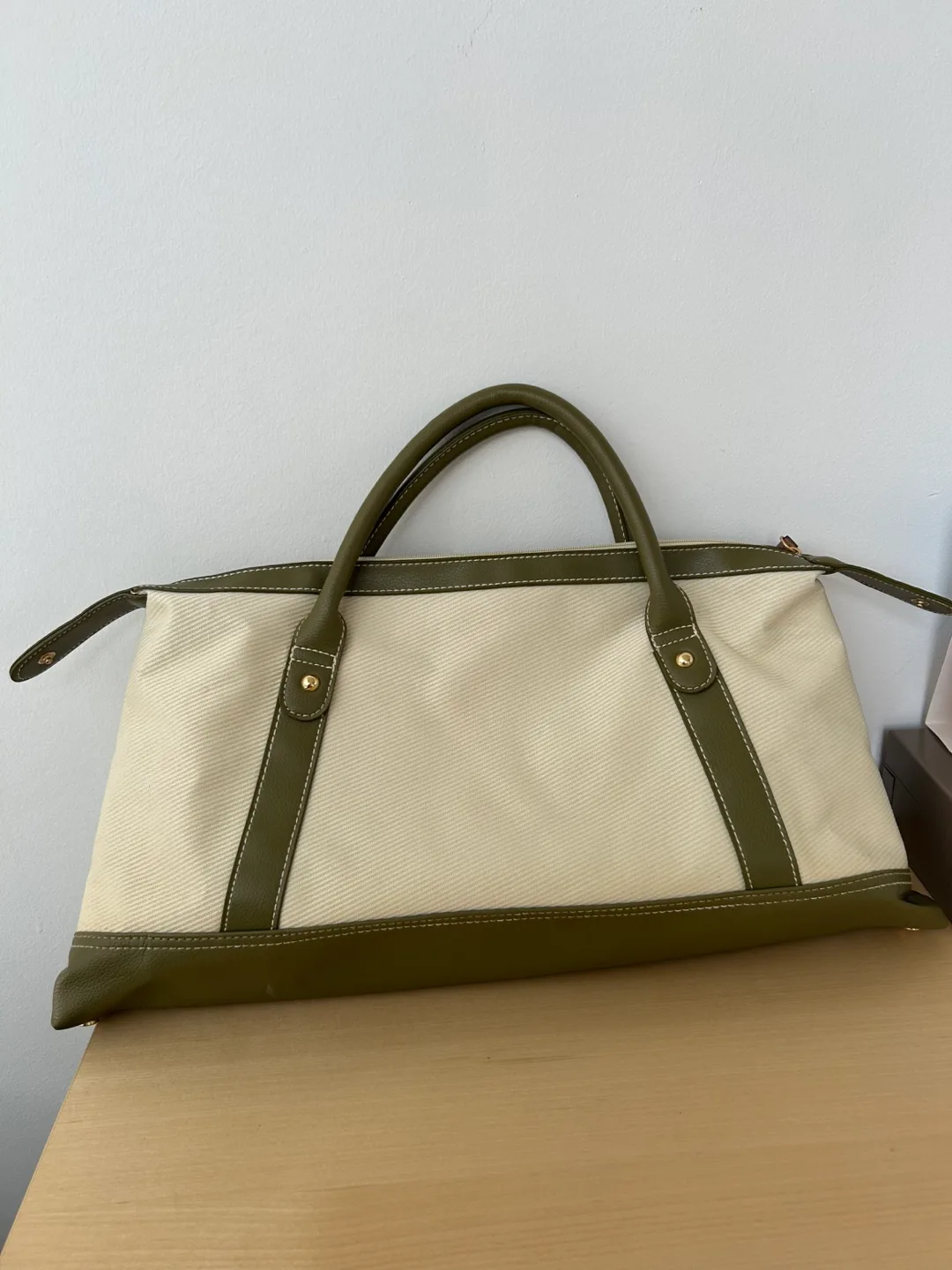 Estee Lauder Beige & Olive Green Tote Bag thumbnail