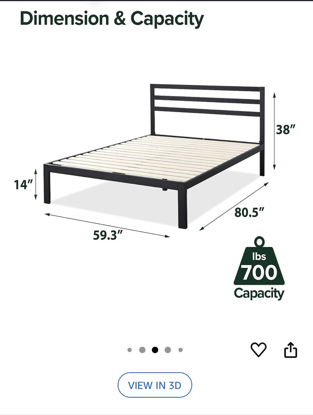 Queen Size Bed Frame - Black - photo 3