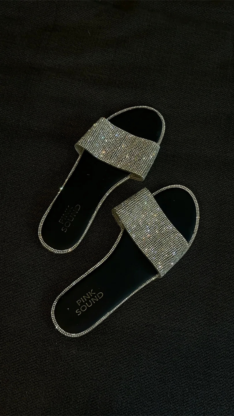 Pink Sound Rhinestone Slide Sandals thumbnail