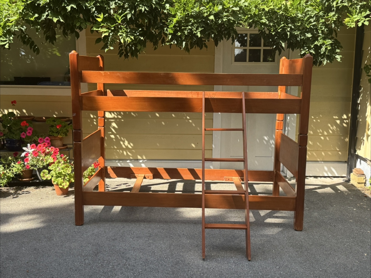 Wooden Bunk Bed Frame with Ladder