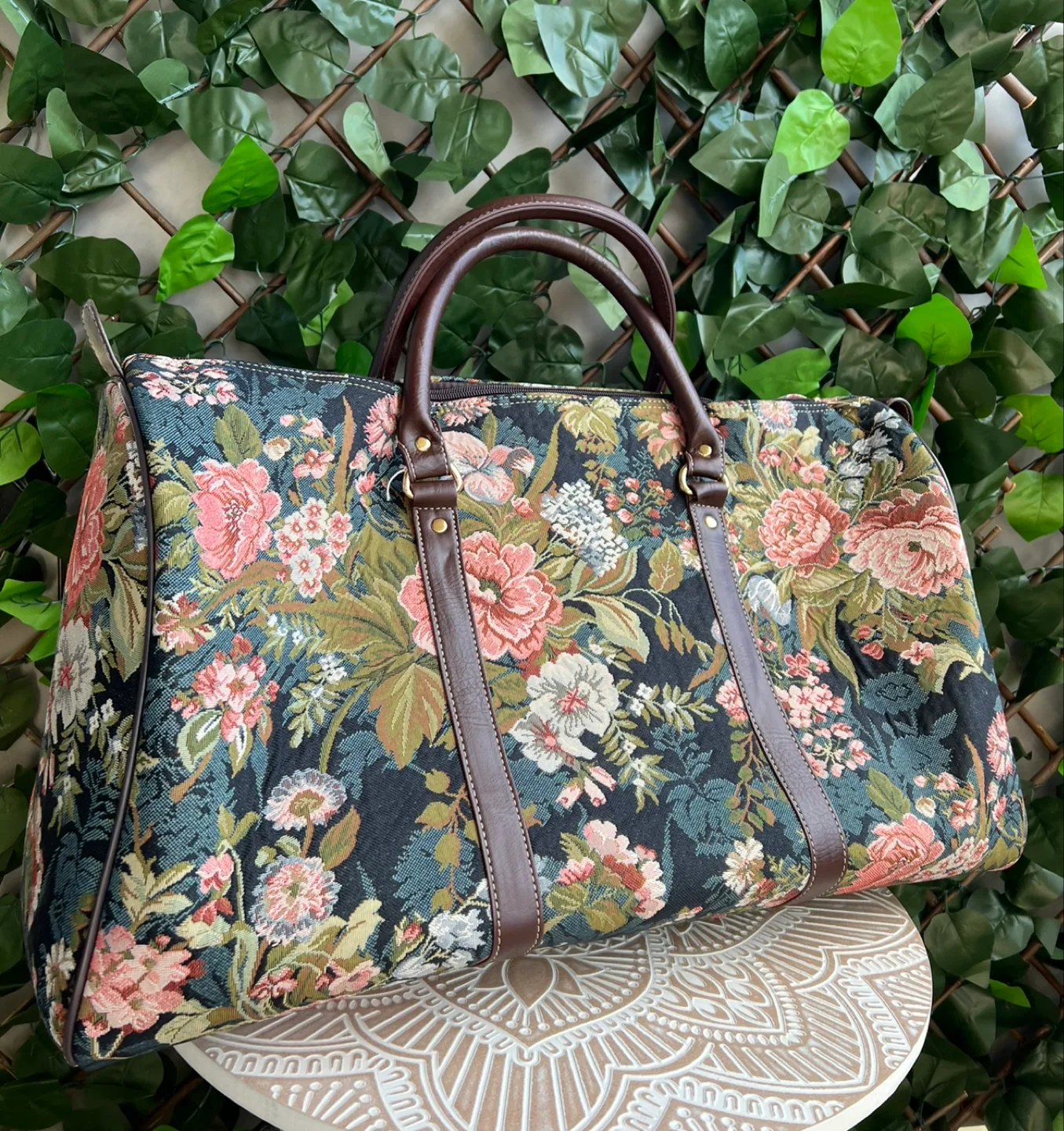 Floral Duffle bag for Travel/Gym/Gift/Wedding Gift thumbnail