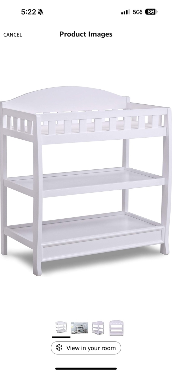 White Baby Changing Table with Shelves
