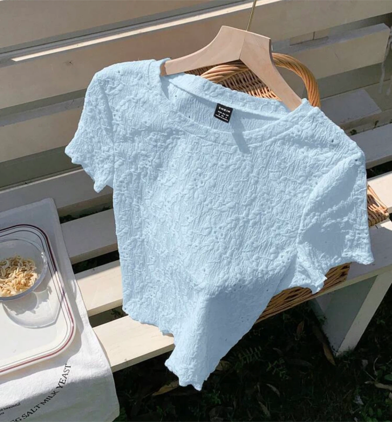 Shein Light Blue Textured Top