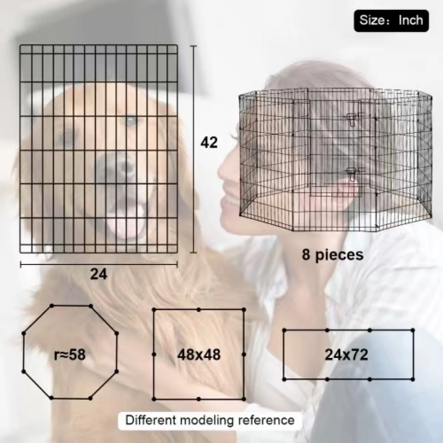 New 42-Black Tall Dog Playpen Crate Fence Pet Kennel image indicator(3)