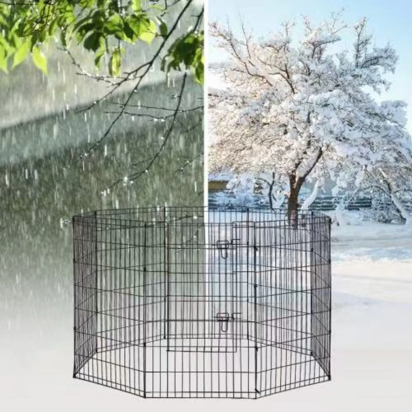 New 42-Black Tall Dog Playpen Crate Fence Pet Kennel image indicator(6)