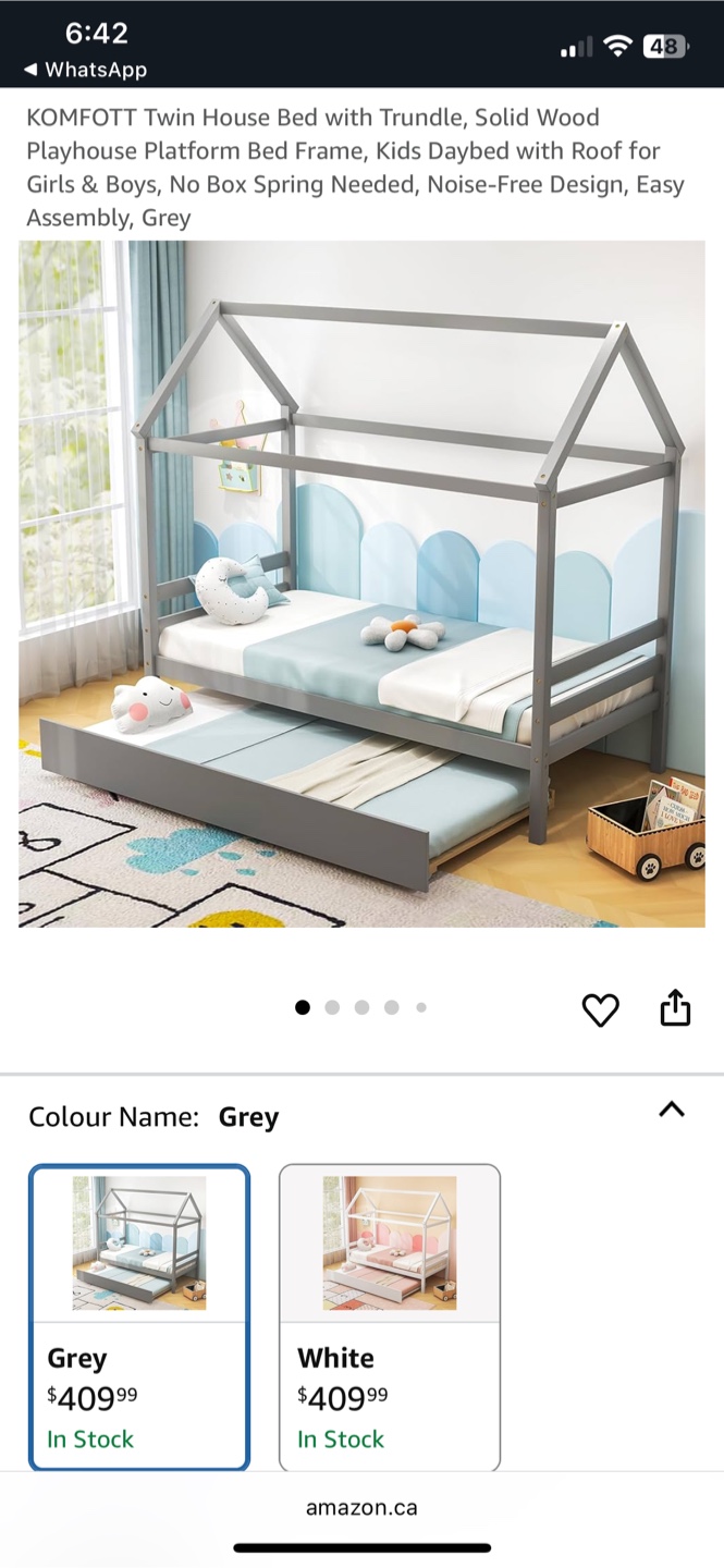 KOMFOTT Twin House Bed with Trundle - Grey - photo 3