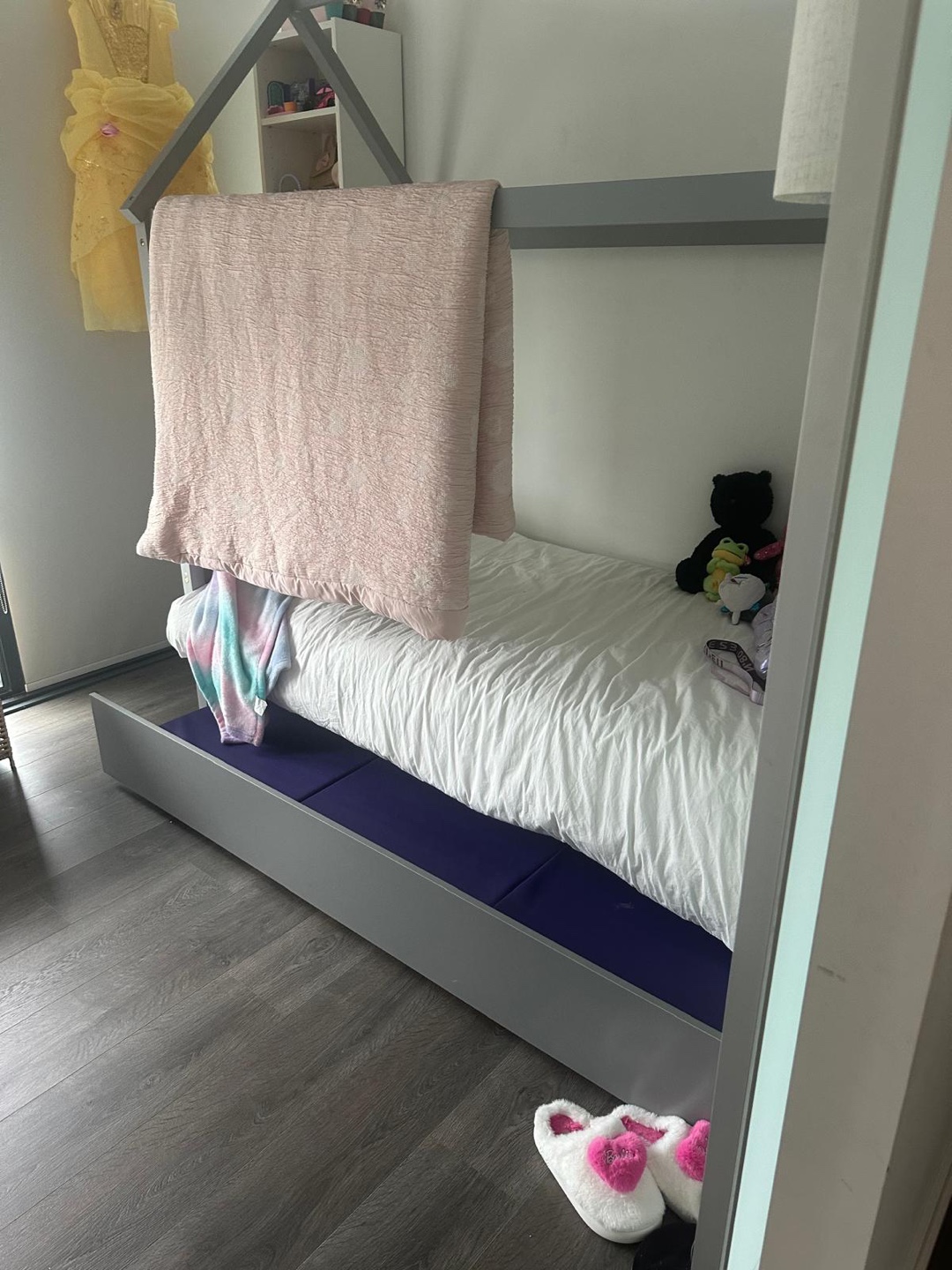 KOMFOTT Twin House Bed with Trundle - Grey
