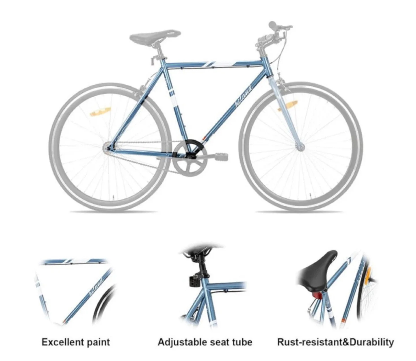 Hiland Fixed Gear/Single Speed Bike - Blue image indicator(3)