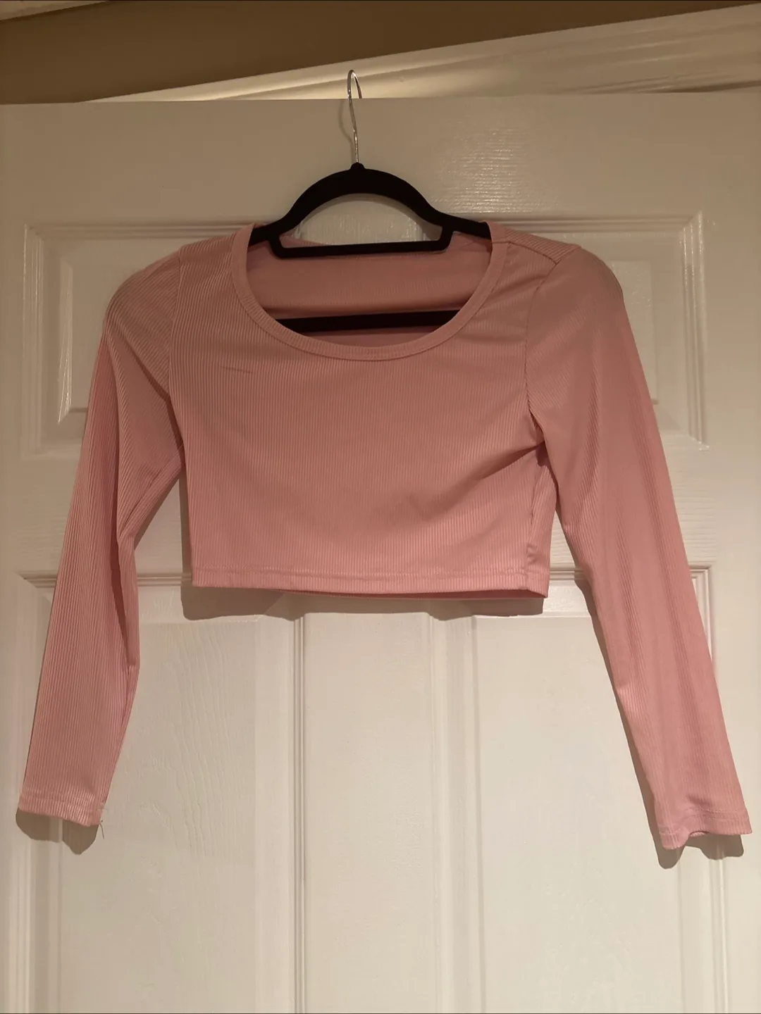 Pink Long Sleeve Crop Top thumbnail