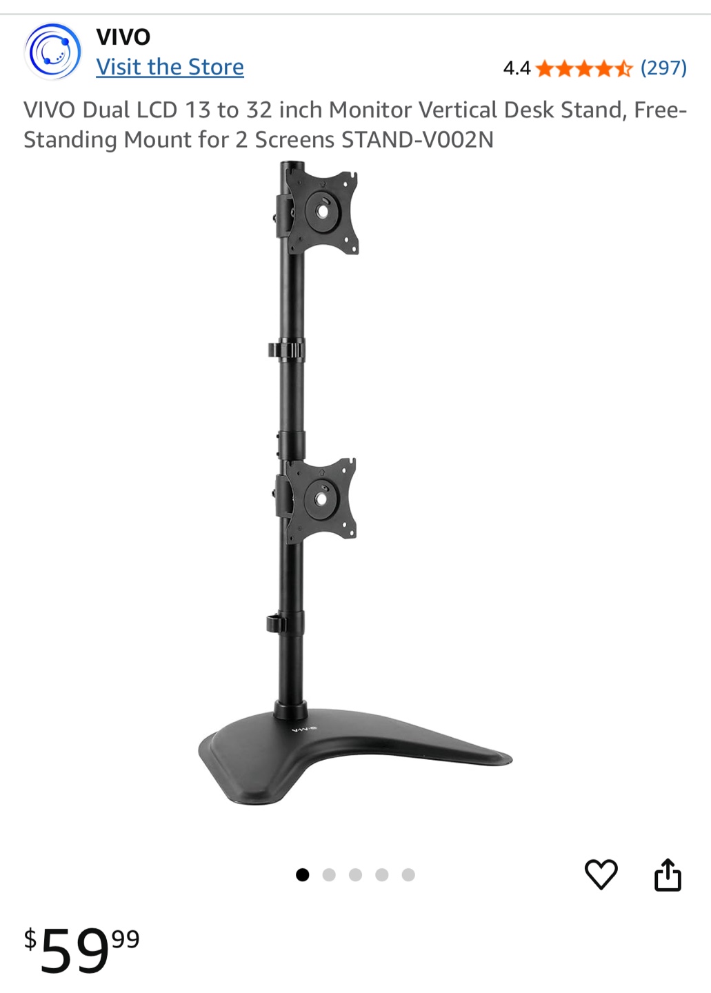 VIVO Dual Monitor Stand - Holds 13"-27" Screens - photo 4