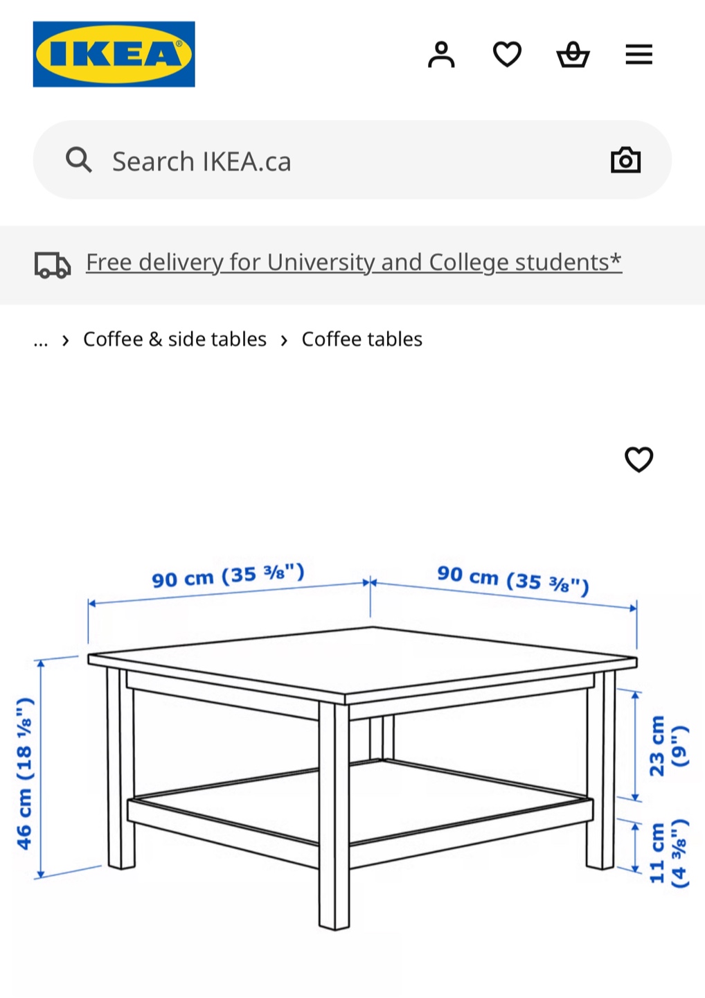 IKEA Hemnes Coffee Table - White Stain/Light Brown - photo 3