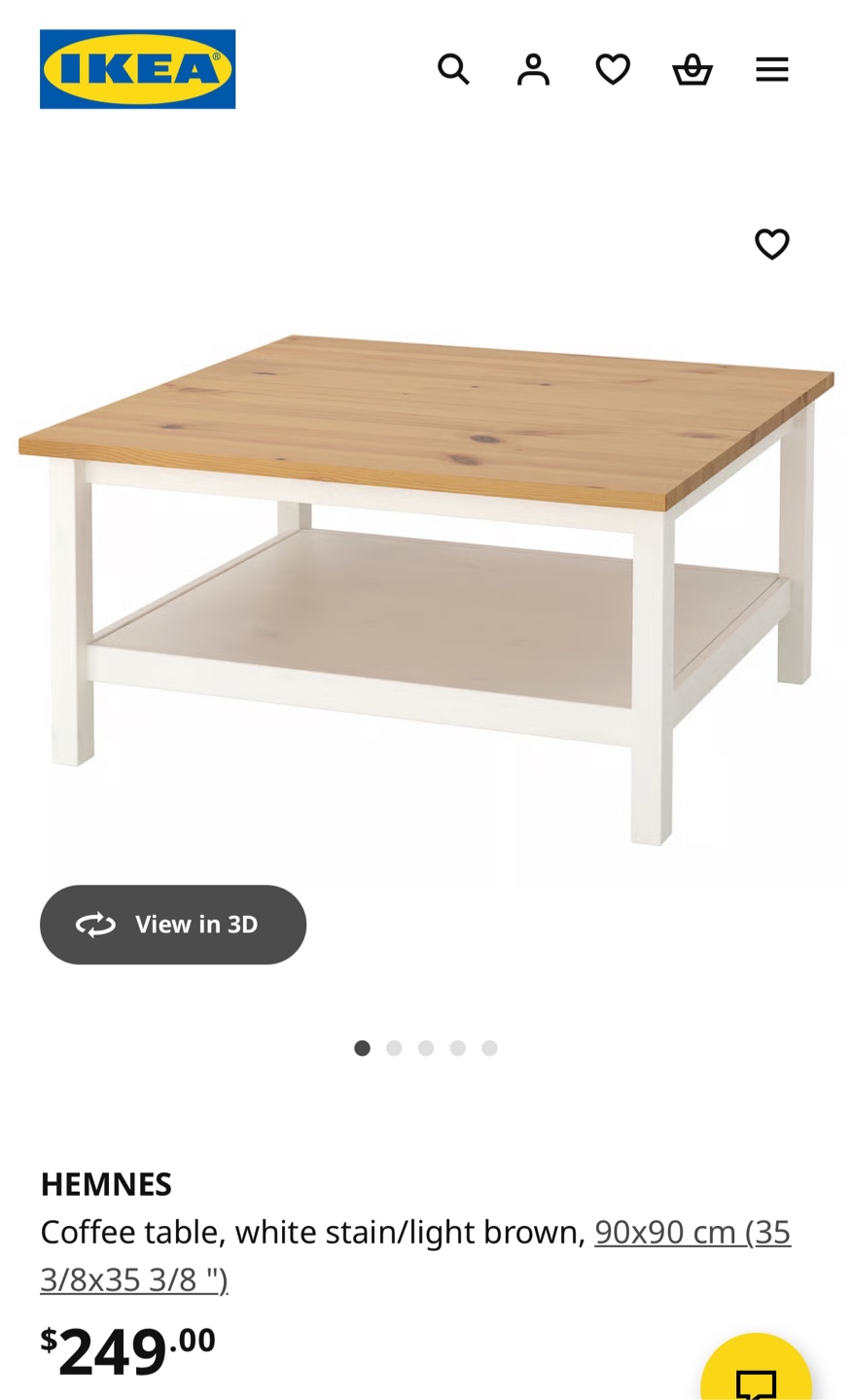 IKEA Hemnes Coffee Table - White Stain/Light Brown