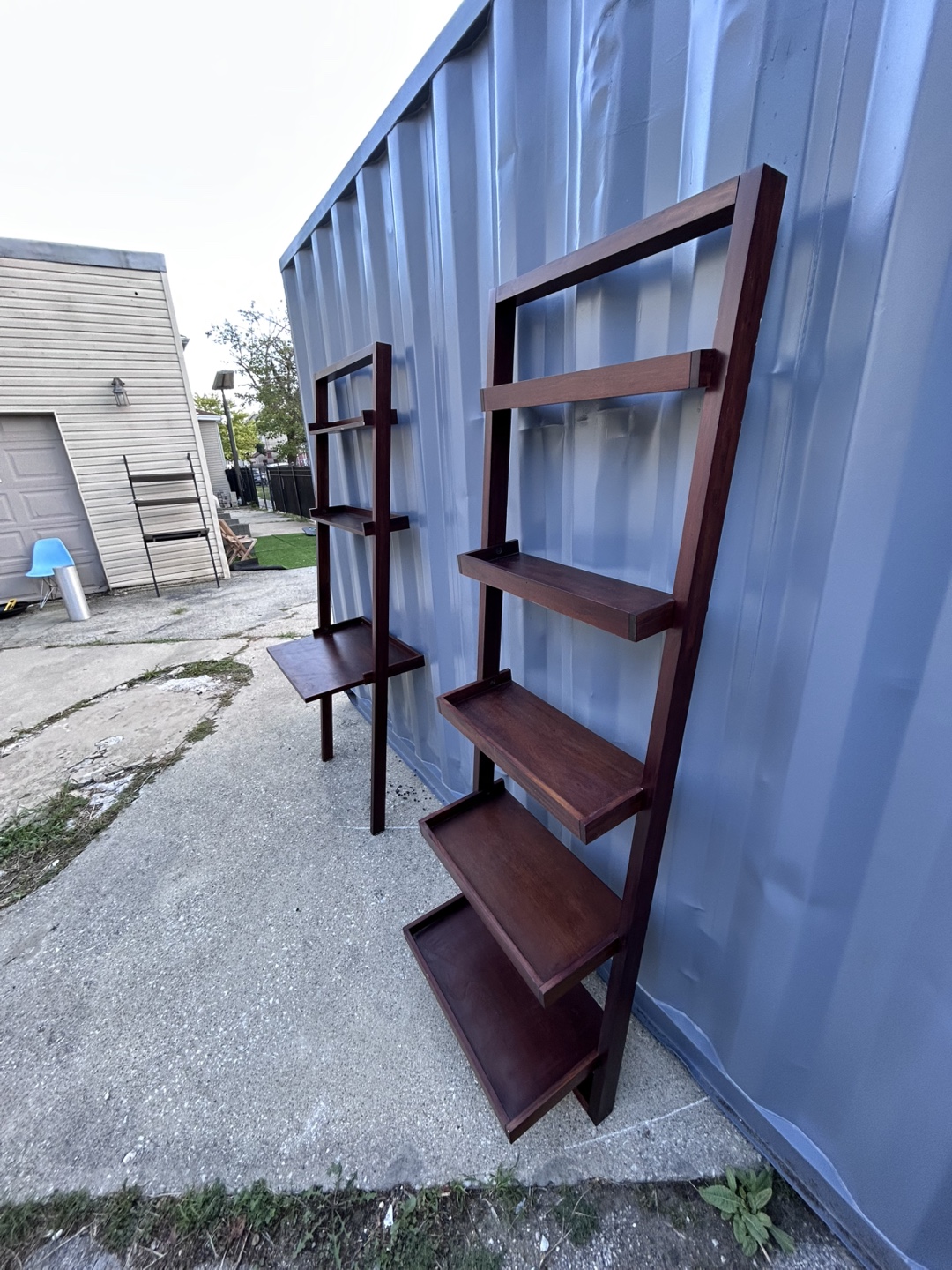 Dark Wood Ladder Shelf Set - photo 3