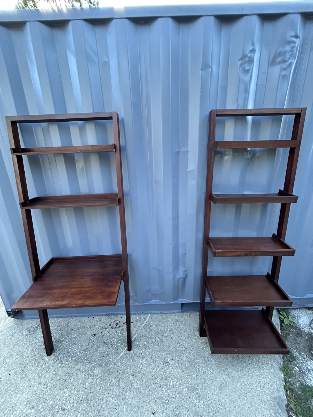 Dark Wood Ladder Shelf Set - photo 2