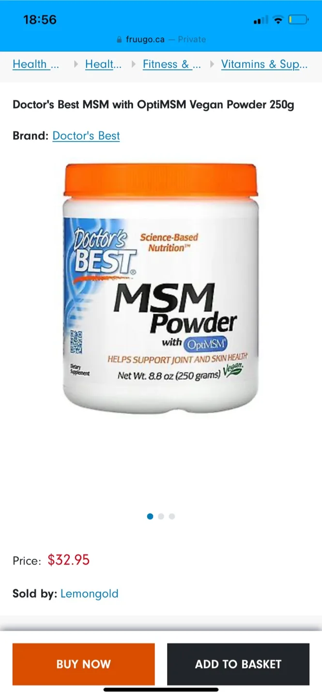 Doctor's Best MSM  Powder 250g thumbnail
