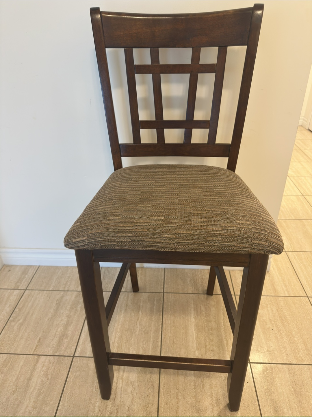 Wooden Bar Stool with Upholstered Seat