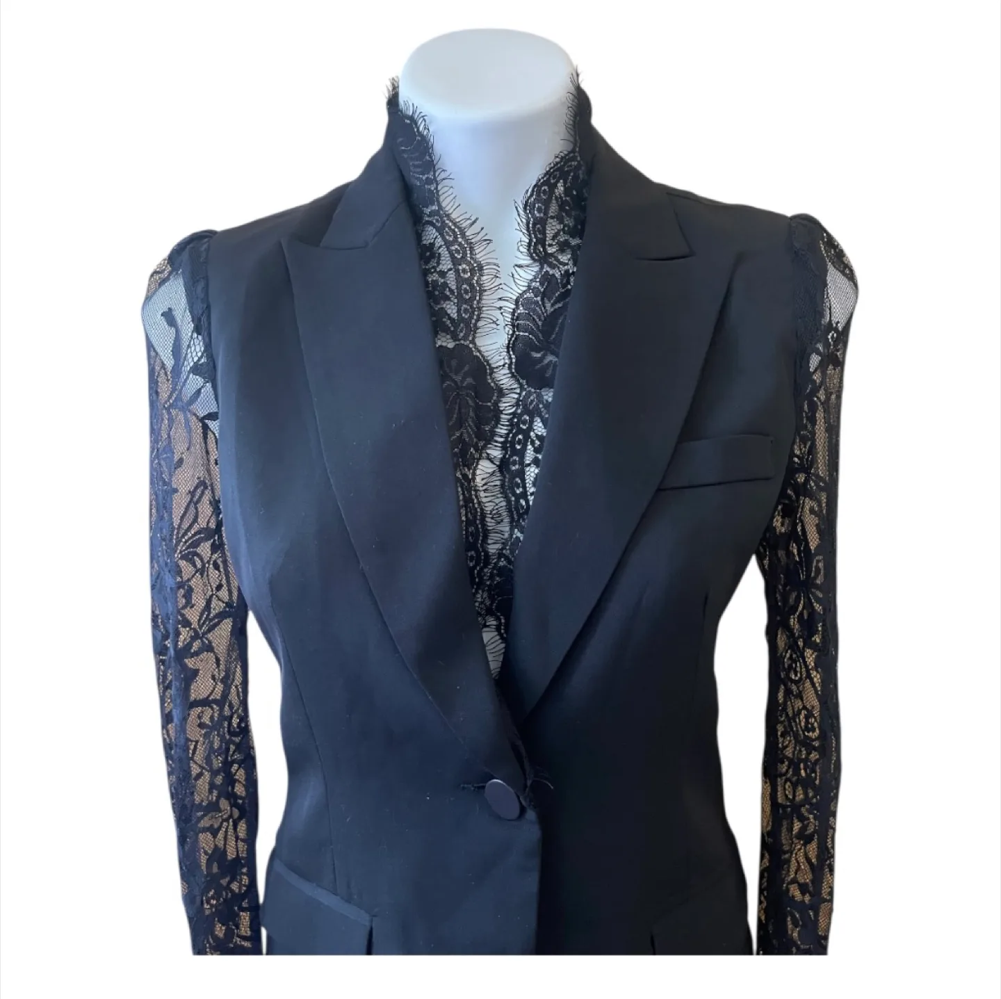 NWT Modern Black Lace Sleeve Blazer image indicator(8)