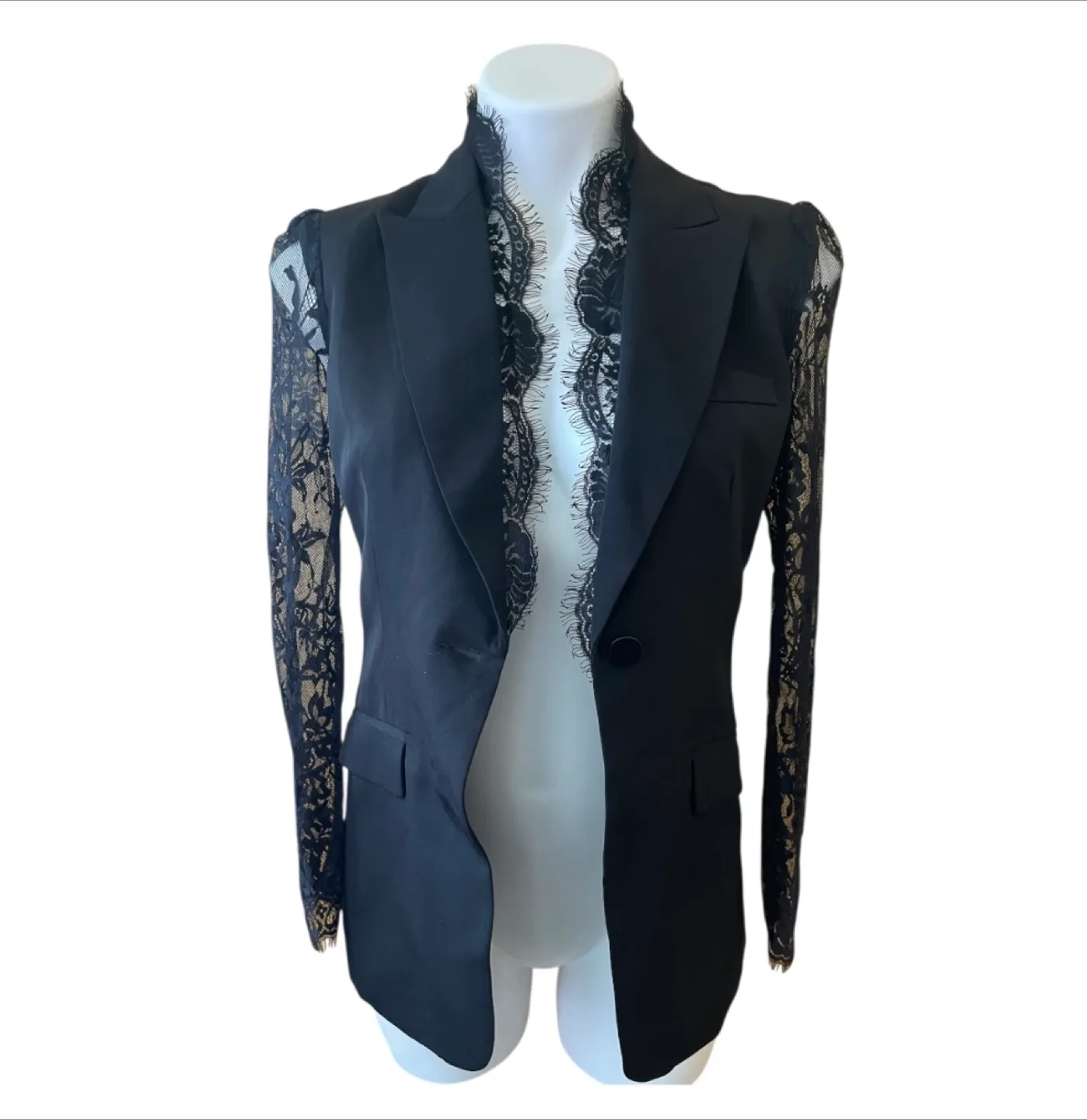 NWT Modern Black Lace Sleeve Blazer image indicator(9)