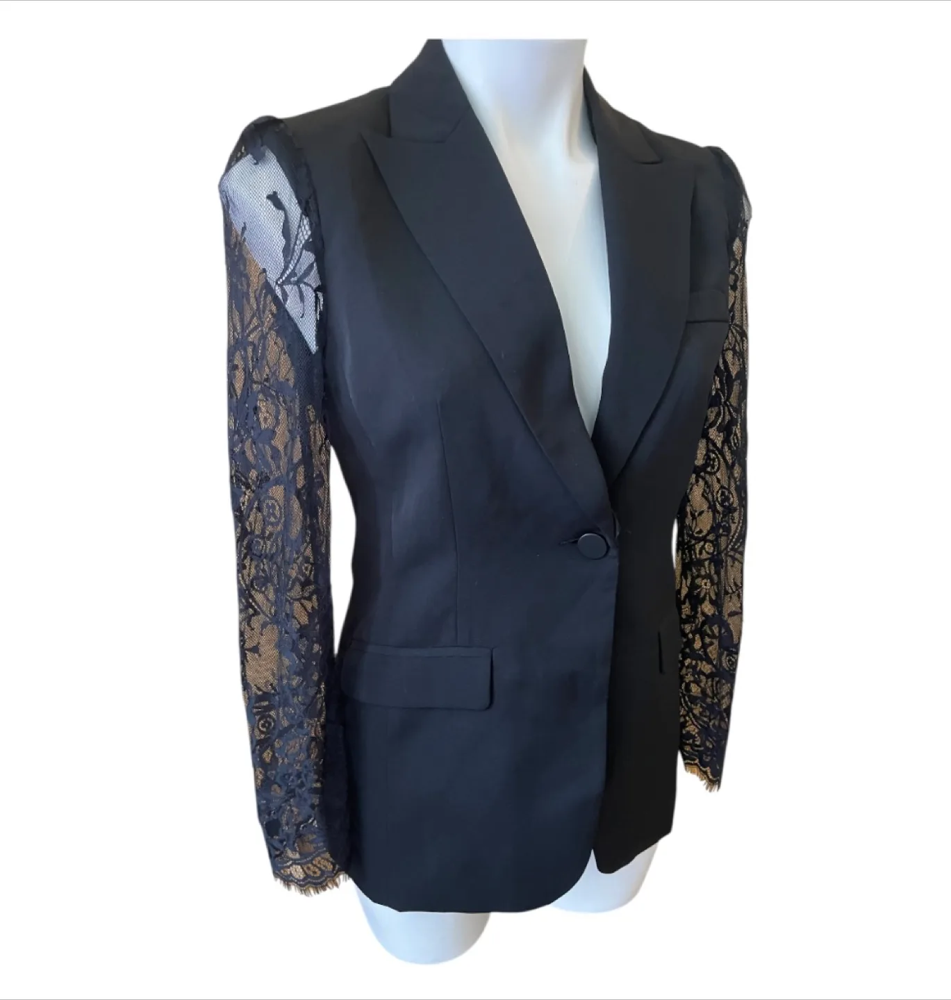 NWT Modern Black Lace Sleeve Blazer image indicator(2)