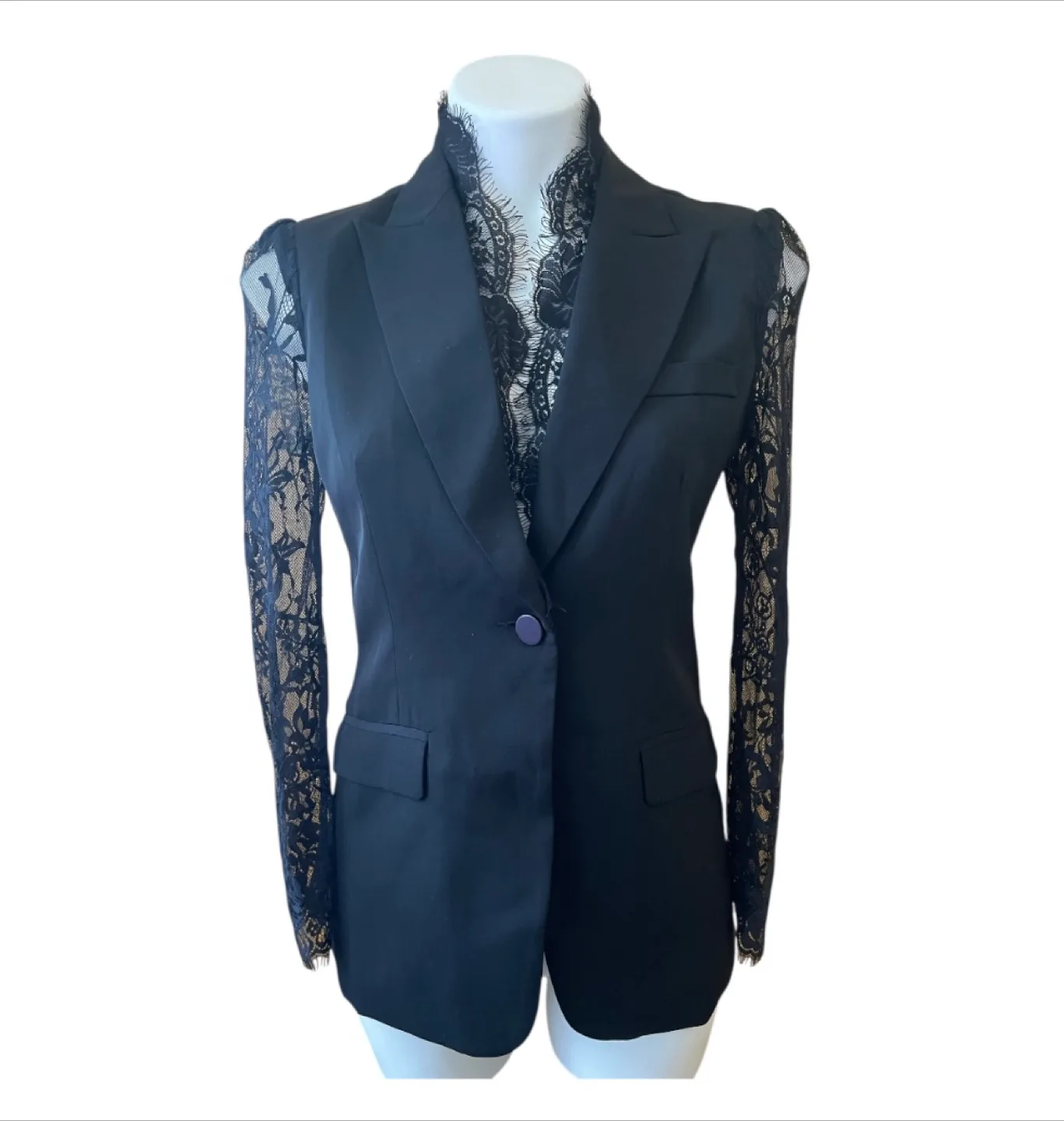 NWT Modern Black Lace Sleeve Blazer image indicator(7)