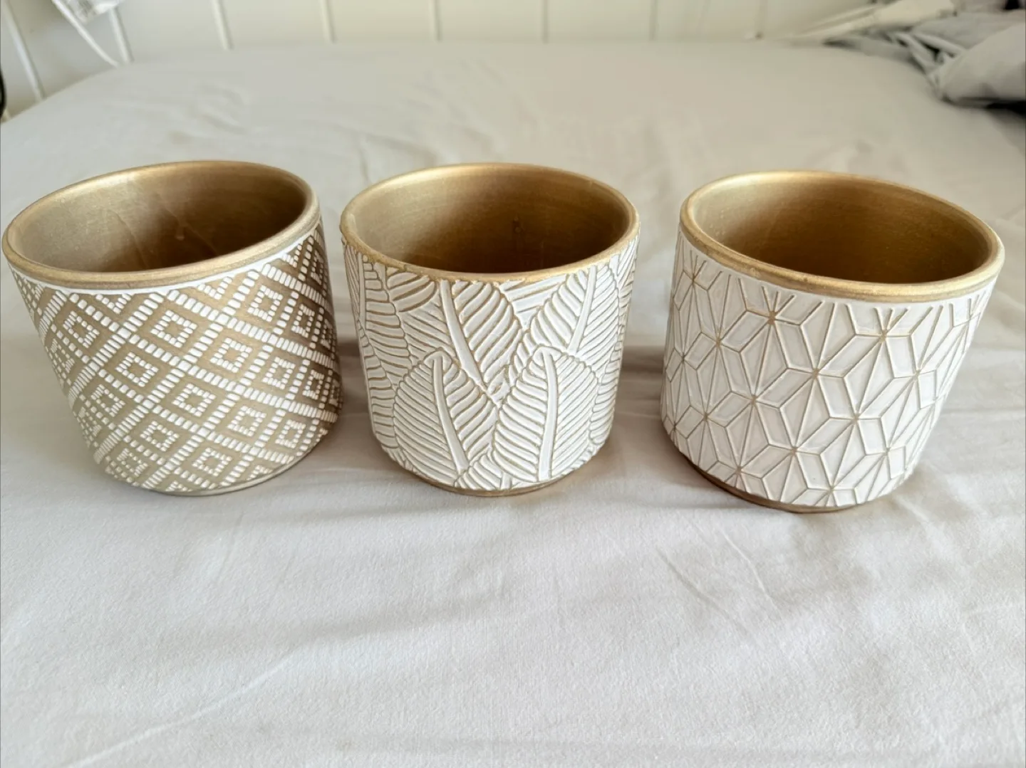 3 Decorative Planters - 6.5" x 6.5" x 6"
