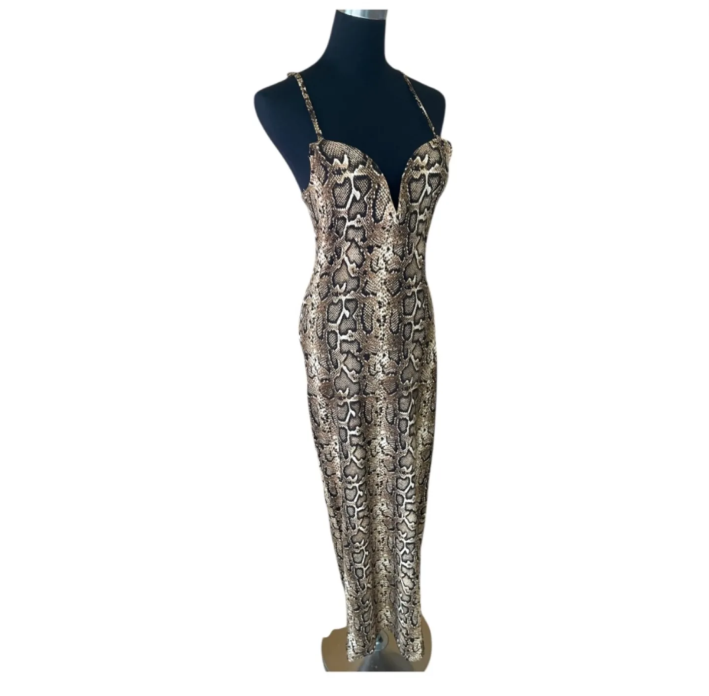 Vintage 2000s Y2K Snakeskin Maxi Dress image indicator(5)