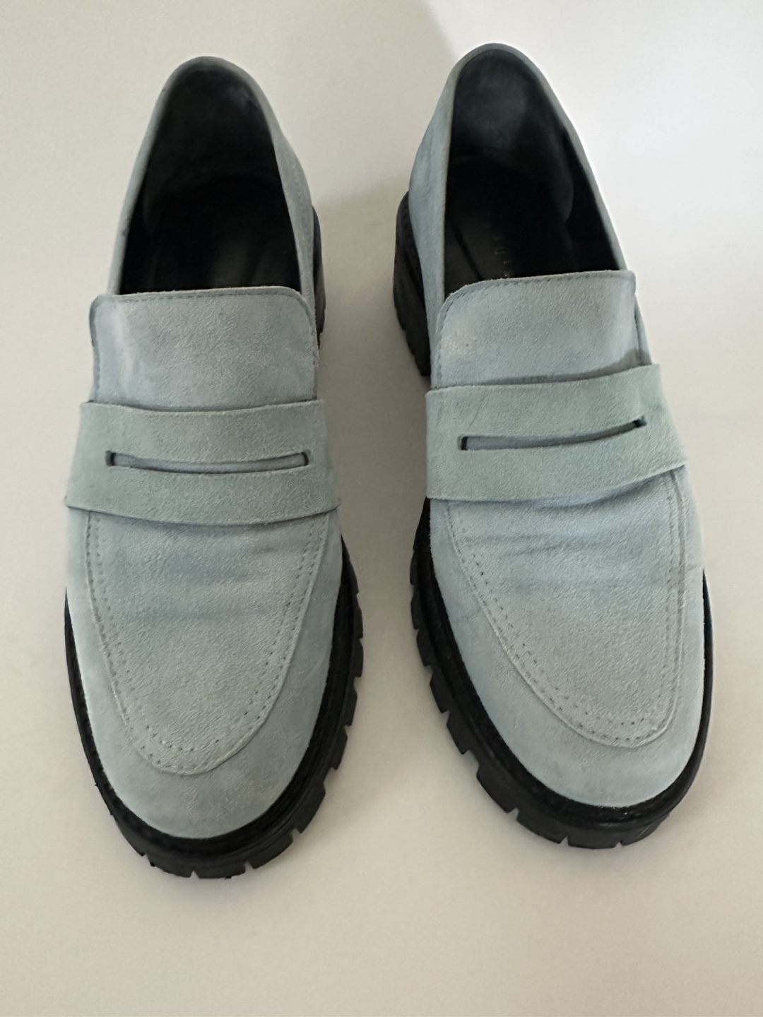 MAGUIRE Sky Blue Suede Loafers, Size 38 / 7-7.5